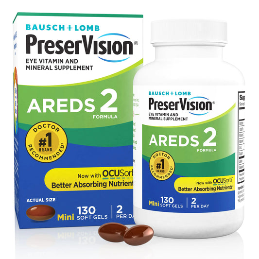 PreserVision AREDS 2 Eye Vitamin & Mineral Supplement Contains Lutein Vitamin C Zeaxanthin Zinc & Vitamin E 130 Softgels (Packaging May Vary) - Green Life & Fitness