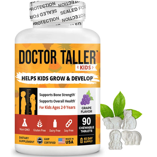 Doctor Taller Kids - Kids Multivitamins Toddler Vitamins - Support Bone Strength Enhanced Immunity with Calcium Multivitamins for Ages 2 to 9 - Grape Flavor - 90 Vegan Chewable Tablets | 1 Pack - Green Life & Fitness