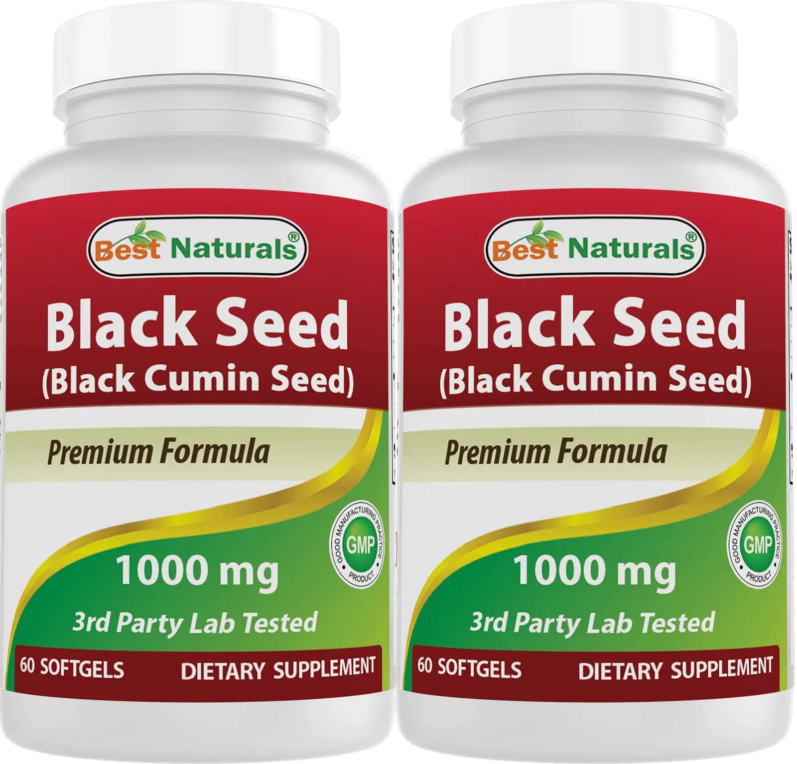 Best Naturals 2 Packs Black Seed Oil Capsules 1000 mg (Non-GMO) Nigella Sativa - 100% Cold Pressed Black Cumin Seed Oil Pills Contains Thymoquinonoe 60 Count (Total 120 Softgels) - Green Life & Fitness
