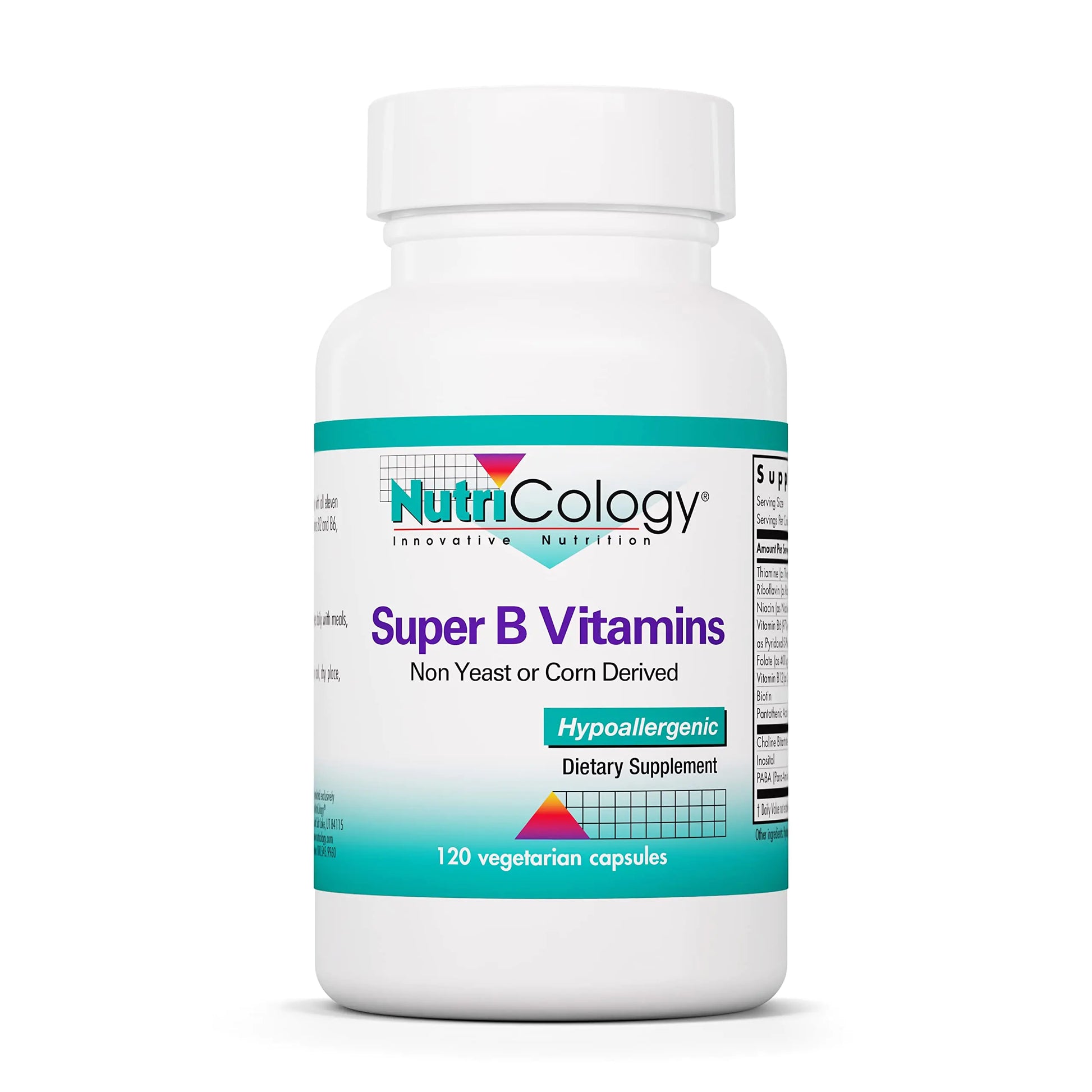Nutricology Super Vitamin B Complex - Vitamin B for Men & Women Vitamin B Supplement Vitamin B12 Vitamin B6 Vegetarian Capsules Corn-Free Yeast-Free - 120 Count - Green Life & Fitness