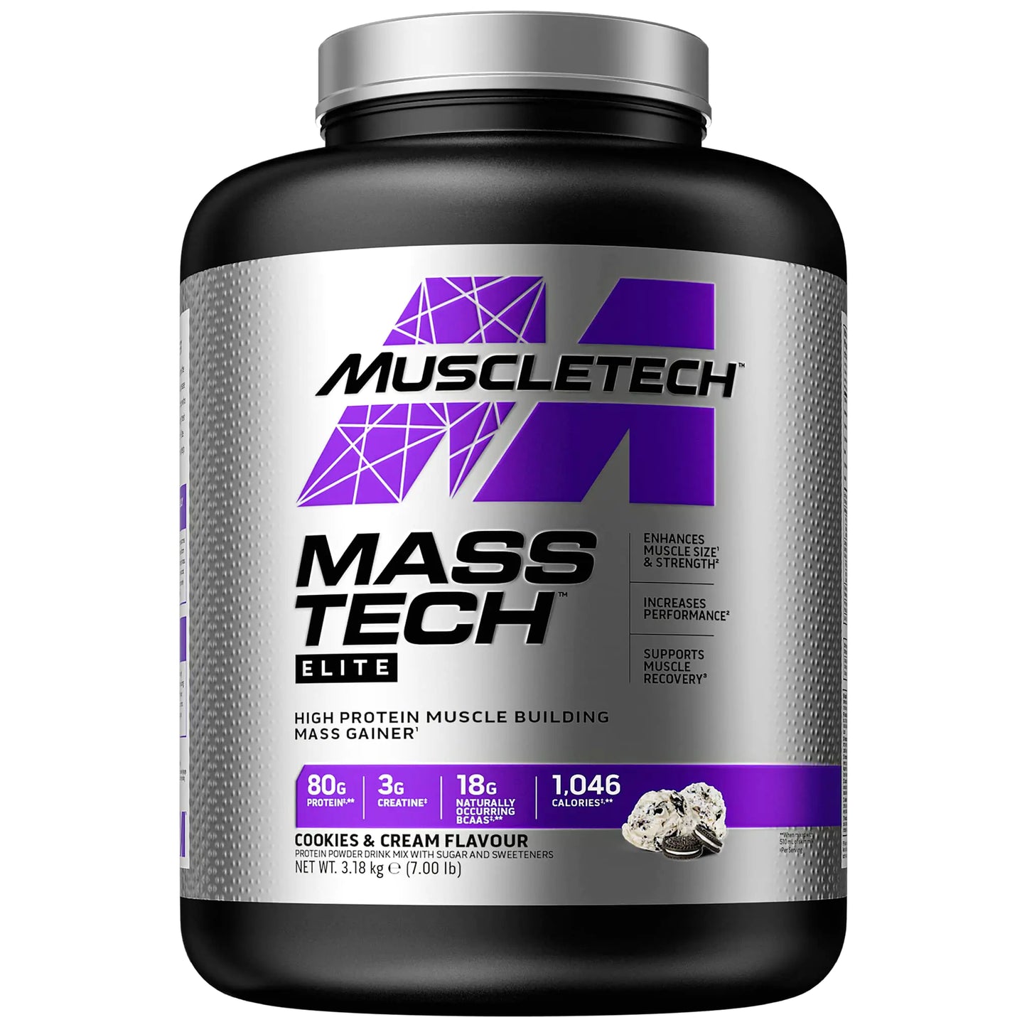 Mass Gainer Protein Powder MuscleTech Mass-Tech Mass Gainer Whey Protein Powder + Muscle Builder Protein Powder Creatine Supplements Cookies and Cream 7 lbs (Package May Vary) - Green Life & Fitness